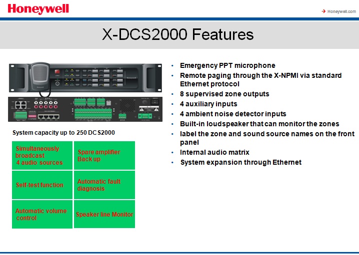 Honeywell X-DCS2000 Digital Integrated System Manager Honeywell X-618 Digital Public Address Hệ thống âm thanh thông báo Honeywell X-618 Voice Alarm System