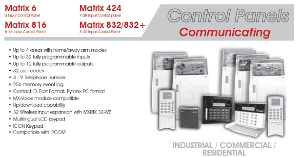 Thiết bị báo động đột nhập, báo trộm dùng cho ngân hàng Matrix Pyronix Burglary Alarm System Trung tâm báo trộm Matrix Pyronix
